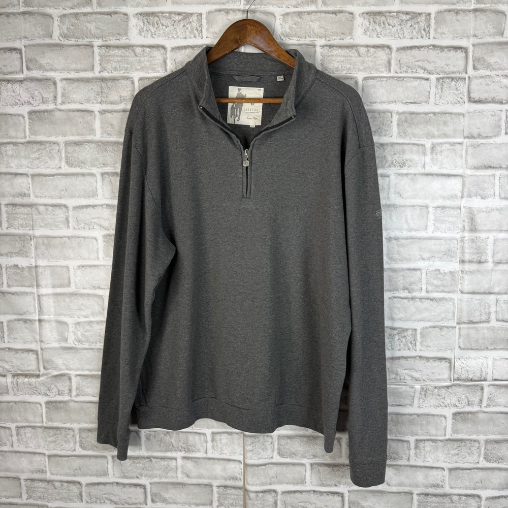 Linksoul Phoenix Open 1/4 Zip Pullover Charcoal Gray Luxury Cotton Sweater XL